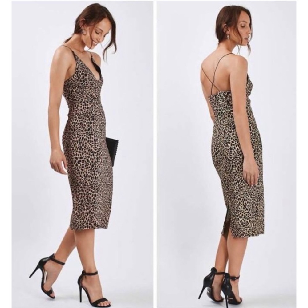 TOPSHOP Midi Leopard Print Dress